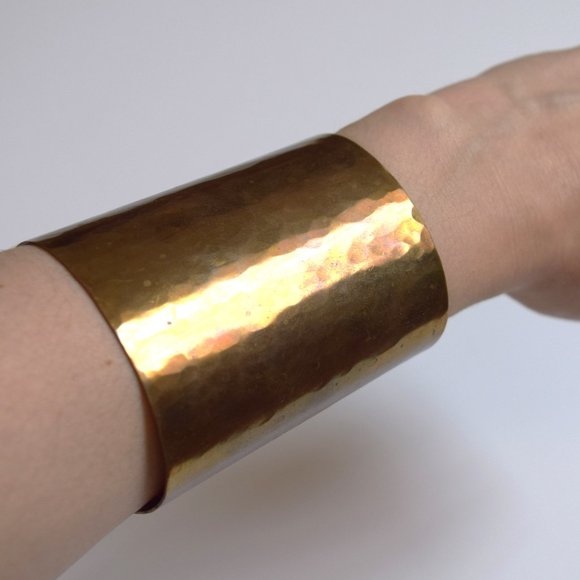 Gold Brass Bangle Cuff Bracelet - Picture 3 of 4